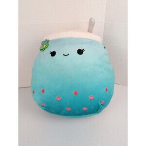 Squishmallows 14" Plush Jakarria The Aqua Blue Boba Drink Bubble Tea Kellytoy